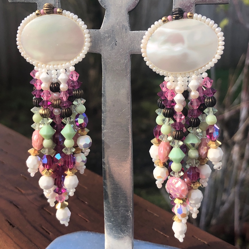 Chipita Vintage Mother Of Pearl Dangle Earrings